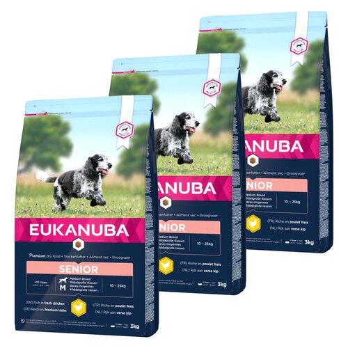 Karma dla psa EUKANUBA Senior Medium Breeds Kurczak 3 x 3 kg
