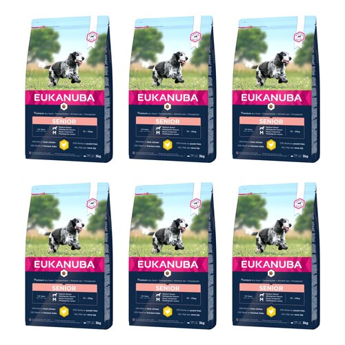 Karma dla psa EUKANUBA Senior Medium Breeds Kurczak 6 x 3 kg