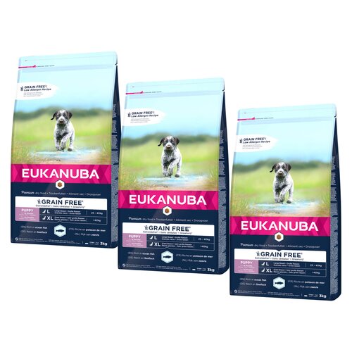 Karma dla psa EUKANUBA Grain Free Puppy Large Breeds Ryba Oceaniczna 3 x 3 kg