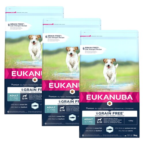 Karma dla psa EUKANUBA Adult Small Medium Ocean Ryby oceaniczne 3 x 3 kg