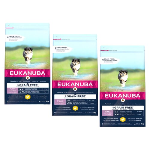 Karma dla psa EUKANUBA Grain Free Puppy Large Breeds Kurczak 3 x 3 kg
