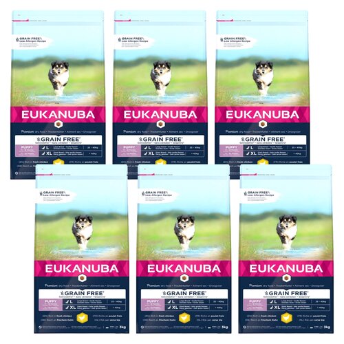 Karma dla psa EUKANUBA Grain Free Puppy Large Breeds Kurczak 6 x 3 kg