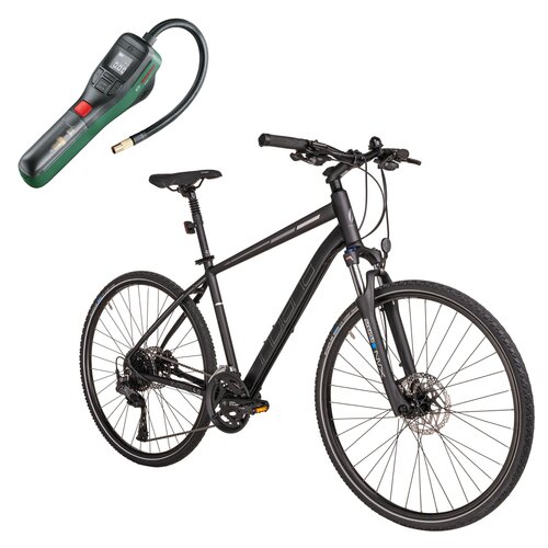 Rower crossowy INDIANA X-Cross 4.0 M22 męski Czarny + Pompka rowerowa BOSCH EasyPump 0603947000