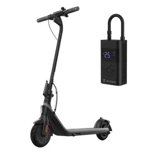 Hulajnoga elektryczna SEGWAY Ninebot KickScooter E2 25km 250W 8.1" Czarny + Pompka rowerowa XRIDER z funkcją powerbank XR00AP01