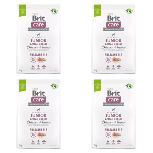 Karma dla psa BRIT Care Dog Sustainable Junior Large Breed Kurczak i owady 4 x 3 kg