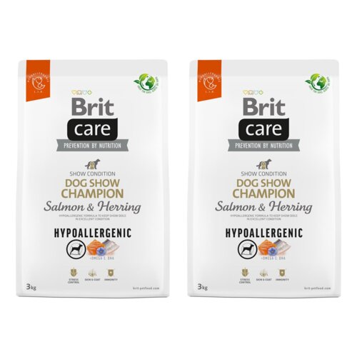 Karma dla psa BRIT CARE Dog Hypoallergenic Dog Show Champion Łosoś i śledź 2 x 3 kg