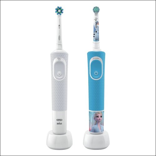 Szczoteczka rotacyjna ORAL-B Vitality 100 Cross Action Biały + Szczoteczka rotacyjna ORAL-B Kids 3+ Kraina Lodu
