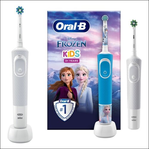 Szczoteczka rotacyjna ORAL-B Vitality 100 Cross Action Biały + Szczoteczka rotacyjna ORAL-B D100 Kids Frozen + D103