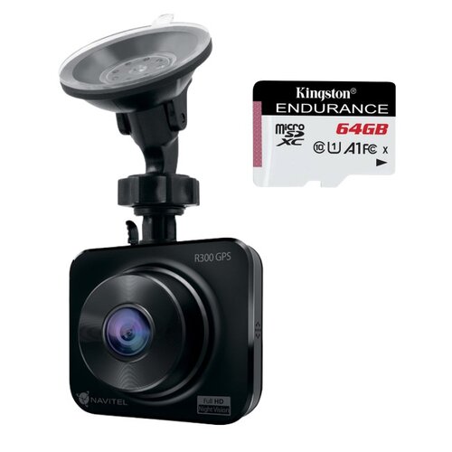 Wideorejestrator NAVITEL R300 GPS + Karta pamięci KINGSTON Endurance microSDXC 64GB