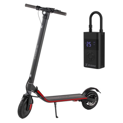 Hulajnoga elektryczna INDIANA ES700 Czarny 20km 350W 2 amortyzatory 8.5" wymienny akumulator + Pompka rowerowa XRIDER z funkcją powerbank XR00AP01
