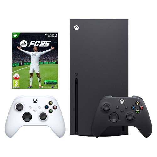 Konsola MICROSOFT XBOX Series X z napędem Blu-ray 4K UHD + EA SPORTS FC 25 Gra XBOX ONE (Kompatybilna z Xbox Series X) + Kontroler MICROSOFT bezprzewodowy Xbox Robot White