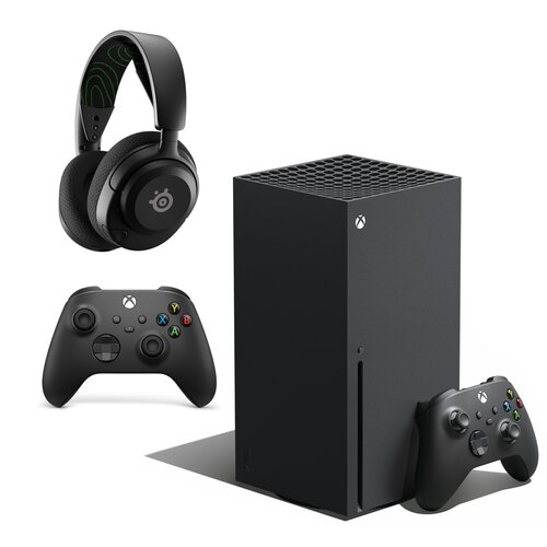 Konsola MICROSOFT XBOX Series X z napędem Blu-ray 4K UHD + Kontroler MICROSOFT bezprzewodowy Xbox Carbon Black + Słuchawki STEELSERIES Arctis Nova 5X Wireless, Nauszne, Dźwięk przestrzenny