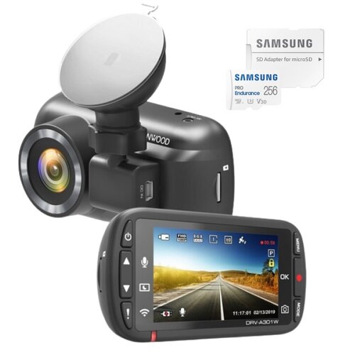 Wideorejestrator KENWOOD DRV-A301W + Karta pamięci SAMSUNG Pro Endurance microSDXC 256GB + Adapter