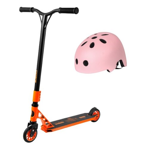Hulajnoga wyczynowa INDIANA X1 Czarno-pomarańczowy + Kask VÖGEL VKA-941PK Różowy 52-56 cm (rozmiar S/M)