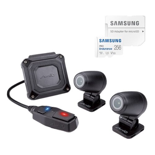 Wideorejestator MIO Mivue M760 Dual + Karta pamięci SAMSUNG Pro Endurance microSDXC 256GB + Adapter
