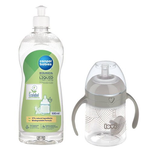 Butelka LOVI Harmony + Płyn CANPOL BABIES do mycia smoczków i butelek 500 ml