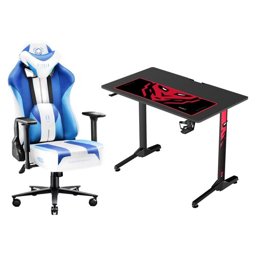 Biurko DIABLO CHAIRS X-MATE 1000 + Fotel DIABLO CHAIRS X-Player 2.0 (L) Biało-niebieski