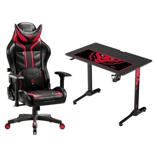 Biurko DIABLO CHAIRS X-MATE 1000 + Fotel DIABLO CHAIRS X-Ray (XL) Czarno-czerwony