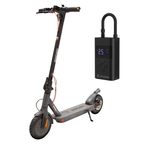 Hulajnoga elektryczna DUCATI Pro I Evo 2023 25km 350W 8.5" + Pompka rowerowa XRIDER z funkcją powerbank XR00AP01