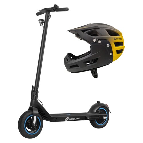 Hulajnoga elektryczna NEOLINE T26 40km 350W 10.5" Czarny + Kask rowerowy XRIDER XR00FH01 Czarno-żółty MTB (rozmiar L)