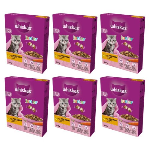 Karma dla kota WHISKAS Junior z Pysznym kurczakiem 6 x 300 g