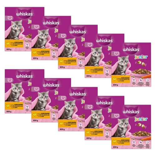Karma dla kota WHISKAS Junior z Pysznym kurczakiem 10 x 800 g