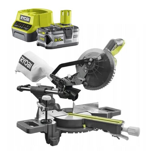 Pilarka ukosowa RYOBI RMS18190-0 + Akumulator RYOBI RC18120-150 5Ah 18V + Ładowarka