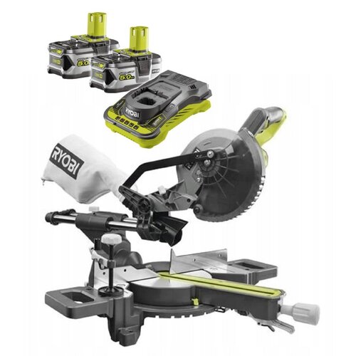Pilarka ukosowa RYOBI RMS18190-0 + Akumulator RYOBI RC18150-250 5Ah 18V + Ładowarka