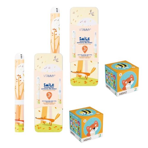 Szczoteczka soniczna VITAMMY Smile Lisek (2 sztuki) + Gra Memo Lis (2 sztuki)