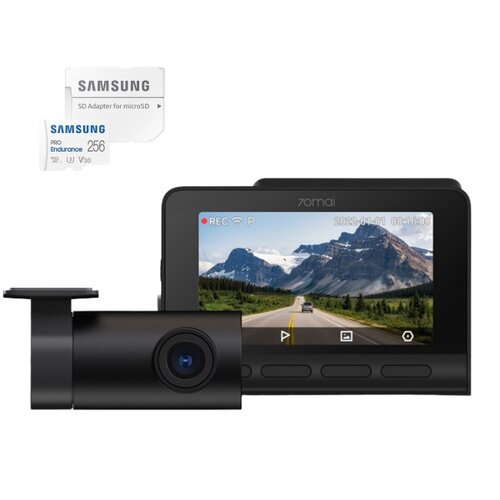 Wideorejestrator 70MAI 4K A810 + Kamera Tylna RC12 HDR + Karta pamięci SAMSUNG Pro Endurance microSDXC 256GB + Adapter