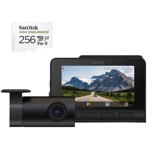 Wideorejestrator 70MAI 4K A810 + Kamera Tylna RC12 HDR + Karta pamięci SANDISK MicroSDXC 256GB