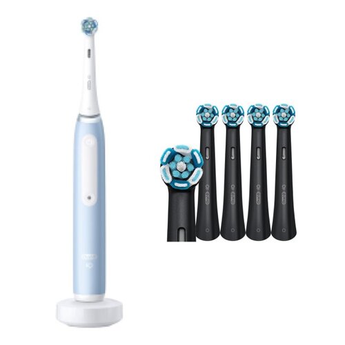 Szczoteczka magnetyczna ORAL-B iO 3 Niebieski + Końcówka szczoteczki ORAL-B iO Ultimate Clean Czarny (4 szt.)