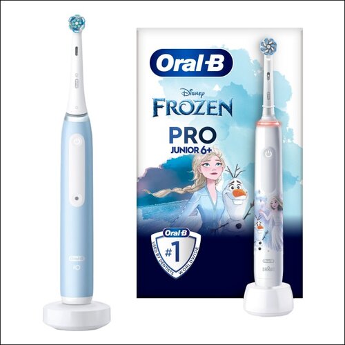 Szczoteczka magnetyczna ORAL-B iO 3 Niebieski + Szczoteczka rotacyjna ORAL-B Kids Pro Junior Kraina Lodu