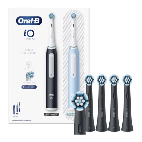 Zestaw szczoteczek magnetycznych ORAL-B iO 3 (2 sztuki) + Końcówka szczoteczki ORAL-B iO Gentle Care Czarny (4 szt.)