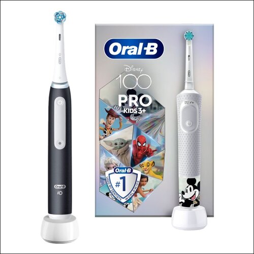 Szczoteczka magnetyczna ORAL-B iO 3 Czarny + Szczoteczka rotacyjna ORAL-B Kids Pro Kraina Lodu + Etui