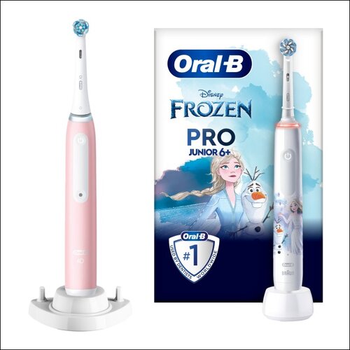 Szczoteczka magnetyczna ORAL-B iO 3 Różowy + Szczoteczka rotacyjna ORAL-B Kids Pro Junior Kraina Lodu