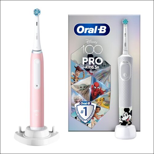 Szczoteczka magnetyczna ORAL-B iO 3 Różowy + Szczoteczka rotacyjna ORAL-B Kids Pro Kraina Lodu + Etui