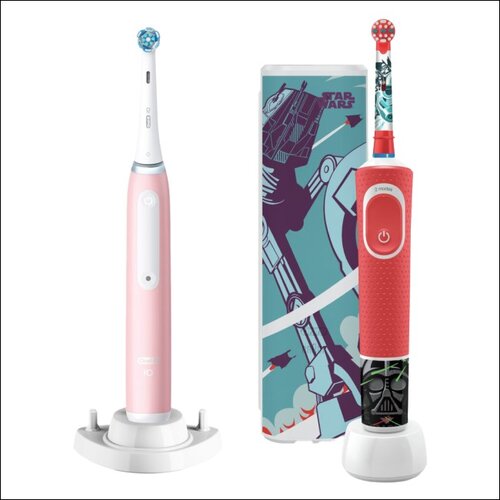 Szczoteczka magnetyczna ORAL-B iO 3 Różowy + Szczoteczka rotacyjna ORAL-B D100 Kids Star Wars