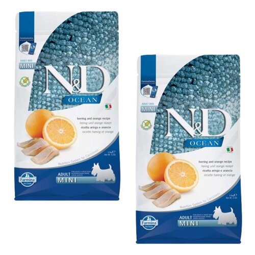 Karma dla psa FARMINA N&D Ocean Adult Mini Śledź i pomarańcza 2 x 2.5 kg