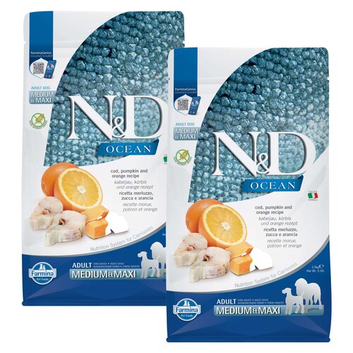 Karma dla psa FARMINA N&D Ocean Dorsz z dynią i pomarańczą 2 x 2.5 kg