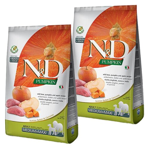 Karma dla psa FARMINA N&D Dziczyzna z dynią i jabłkiem Medium & Maxi 2 x 2.5 kg
