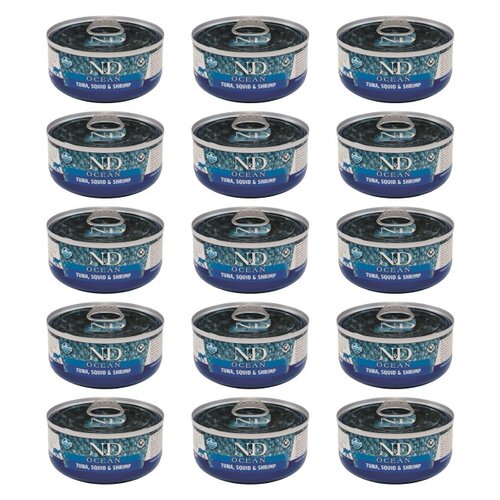 Karma dla kota FARMINA N&D Ocean Tuńczyk z kalmarem i krewetkami Adult 15 x 70 g