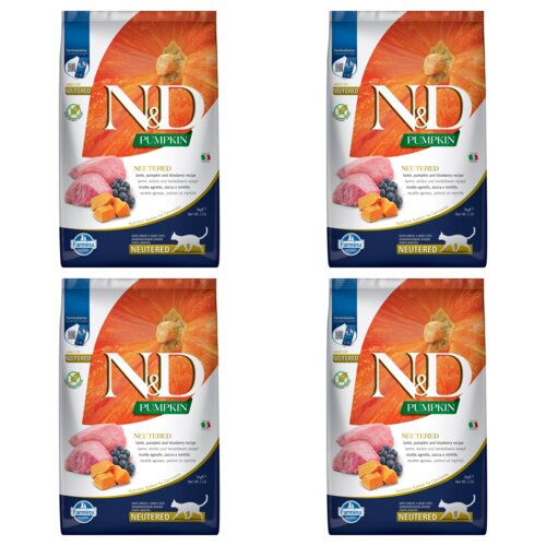 Karma dla kota FARMINA N&D Neutered Jagnięcina z dynią i borówkami Adult 4 x 5 kg