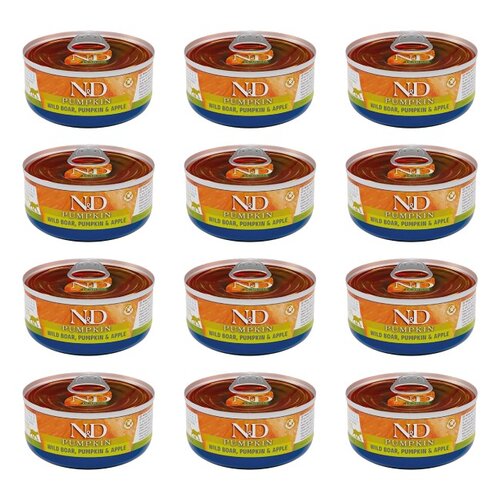 Karma dla kota FARMINA N&D Dzik z dynią i jabłkiem 12 x 80 g