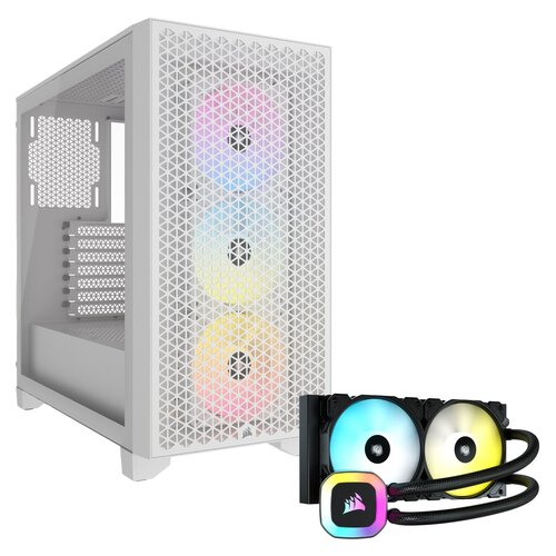 Obudowa CORSAIR 3000D Airflow RGB Biały + Chłodzenie wodne CORSAIR iCUE H100 RGB