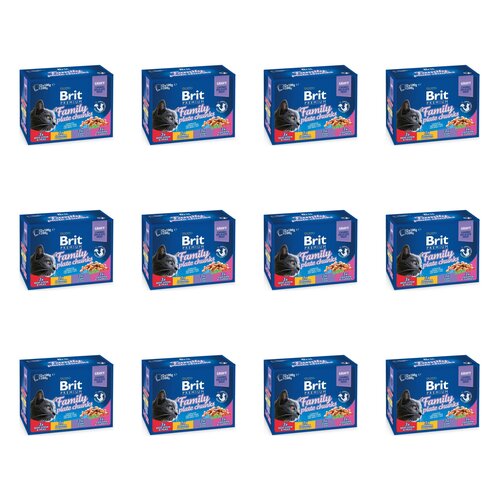 Karma dla kota BRIT Premium Adult Family Plate Chunks Mix smaków (144 x 100g)