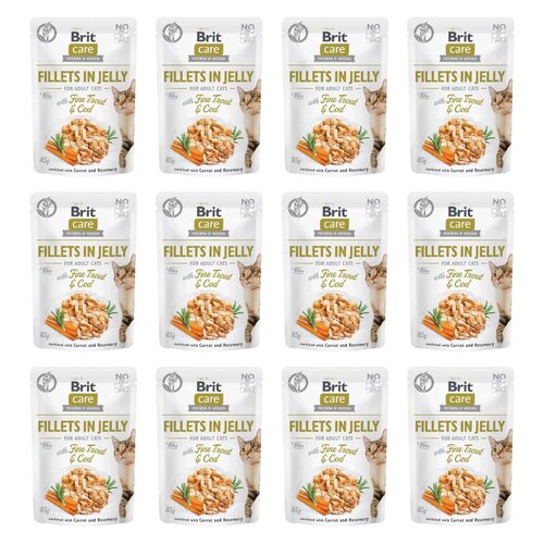 Karma dla kota BRIT CARE Fillets In Jelly Fine Trout&Cod 12 x 85 g