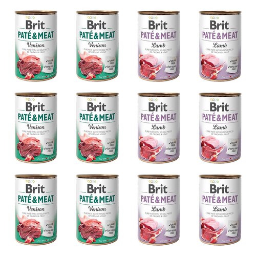 Karma dla psa BRIT Paté & Meat Mix smaków Jeleń, Jagnięcina 12 x 800 g