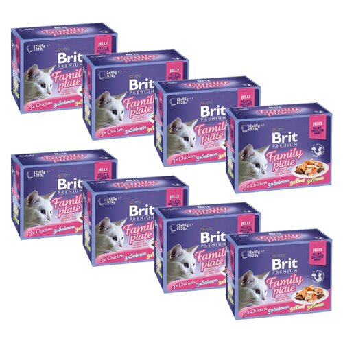 Karma dla kota BRIT Pouch Jelly Fillet Family Plate Mix smaków (96 x 85 g)