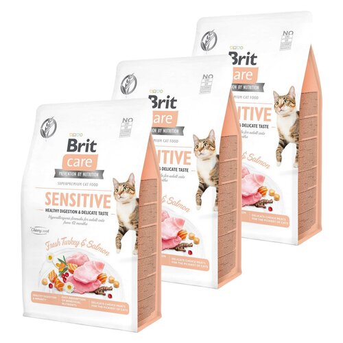 Karma dla kota BRIT CARE Sensitive Healthy Digestion & Delicate Taste Indyk i łosoś 3 x 400 g
